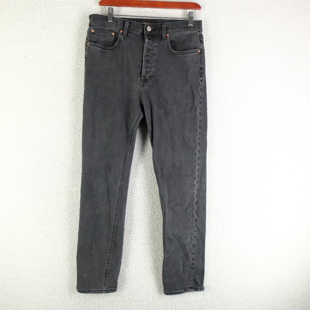Denim Forum High-Rise Straight Jeans in Faded Black